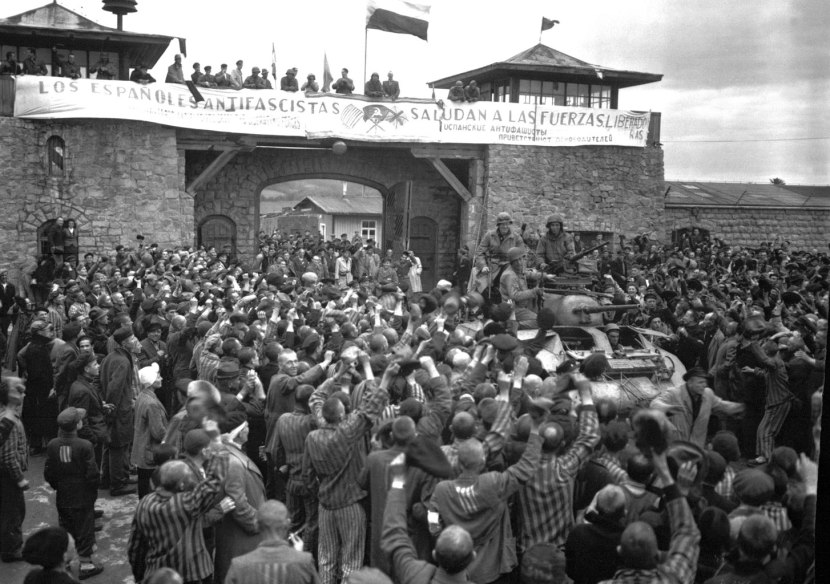 Alliberament de Mauthausen, llegiu la pancarta. /CC
